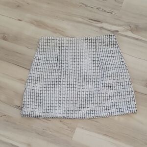 SHEIN White and Black Grid Mini Skirt